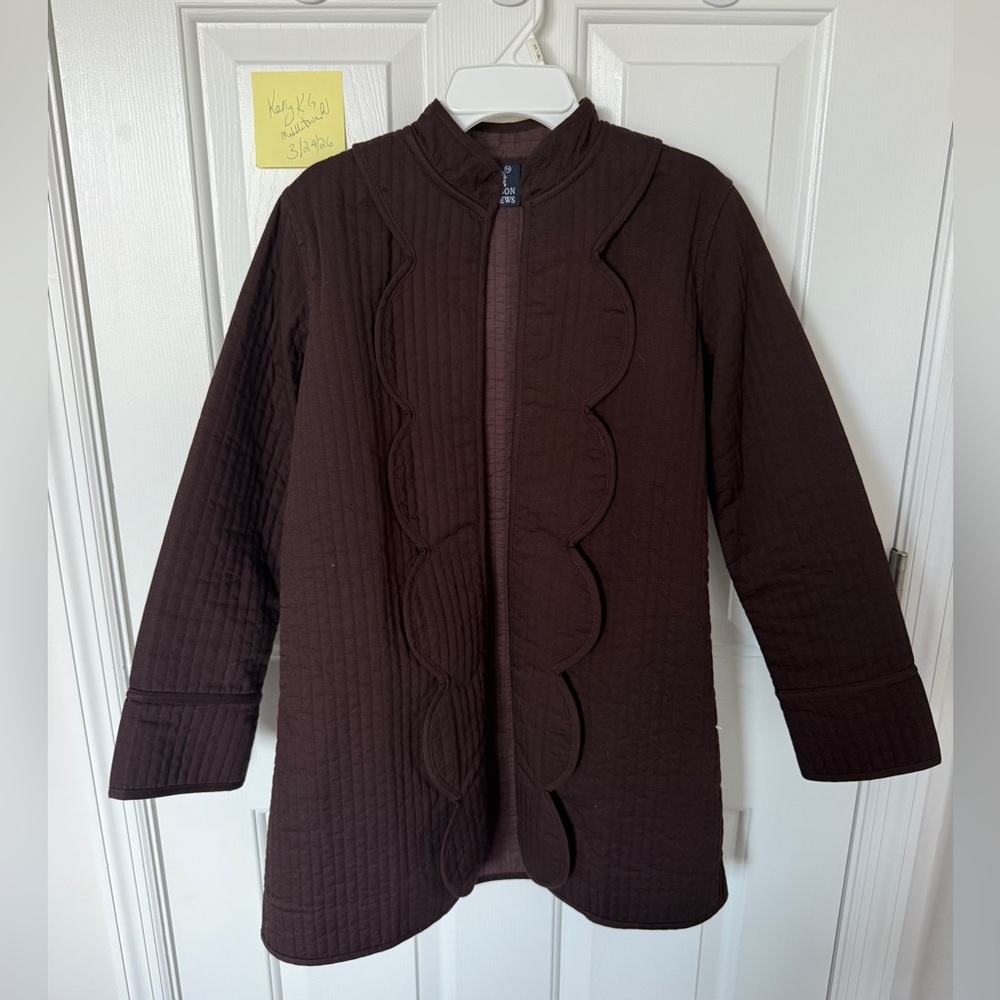 Madison Mathews Brown Scalloped Quilted Jacket